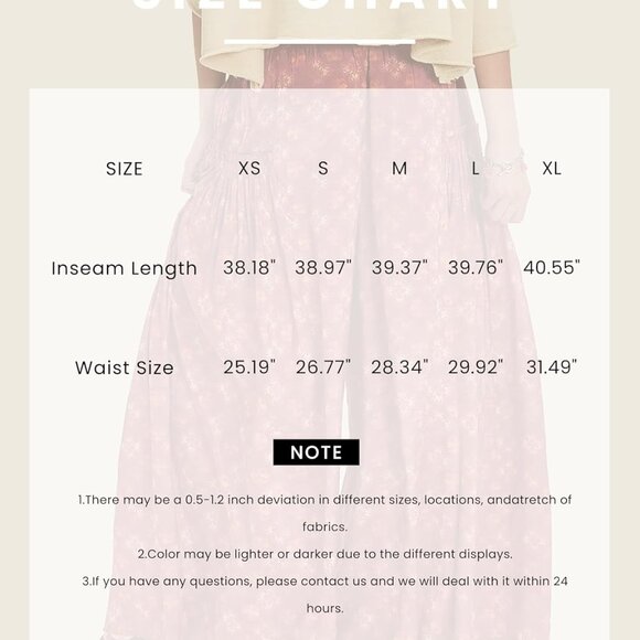 Womens Wide Leg Pants Flowy High Elastic Waist Loose Printed Beach Boho Yoga Cas - Picture 4 of 4